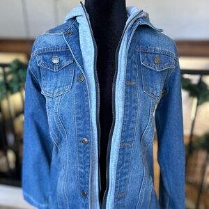 Denim Blue Women's Jacket with Hoodie